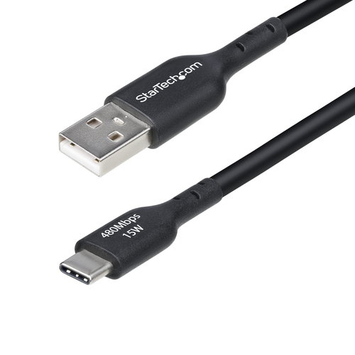 StarTech.com Câble de Charge USB-A vers USB-C de 4m, Charge et Synchronisation, 3A, USB 2.0, Gaine TPE - Cordon de Charge USB Noir