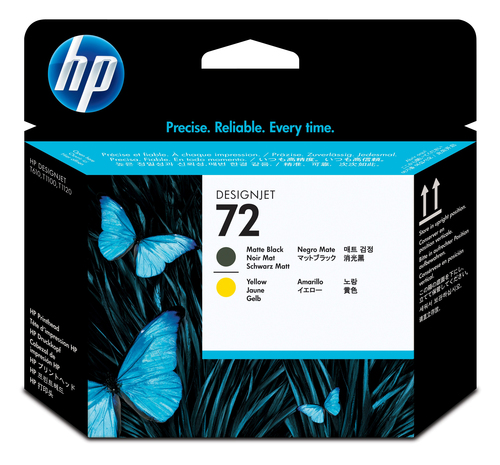HP No72 Matte Black and Yellow Printhead