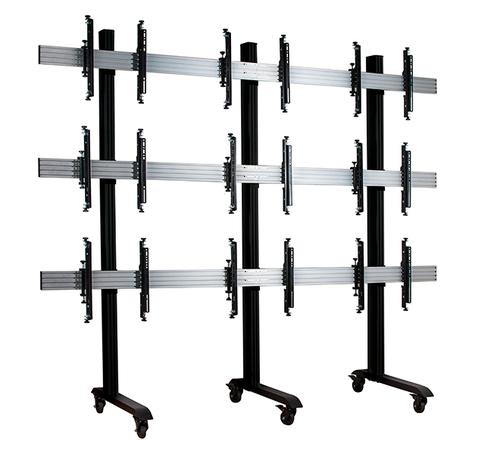 B-Tech SYSTEM X - 3 x 3 Universal Mobile Videowall Mounting System with Micro-Adjustment for 46-55" screens
