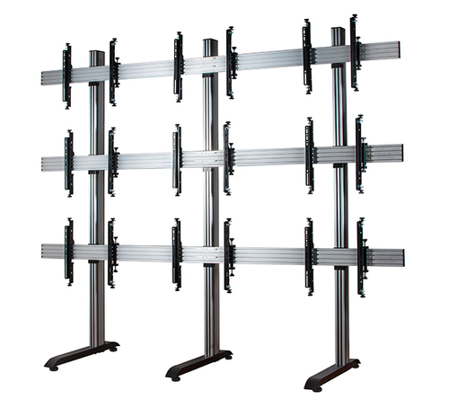 B-Tech SYSTEM X - 3 x 3 Universal Freestanding Videowall Mounting System with Micro-Adjustment for 46-55" screens