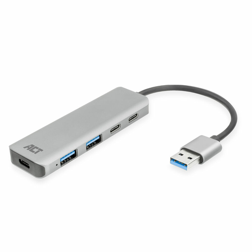 ACT AC6125 interface hub USB 3.2 Gen 1 (3.1 Gen 1) Type-A 5000 Mbit/s Grey