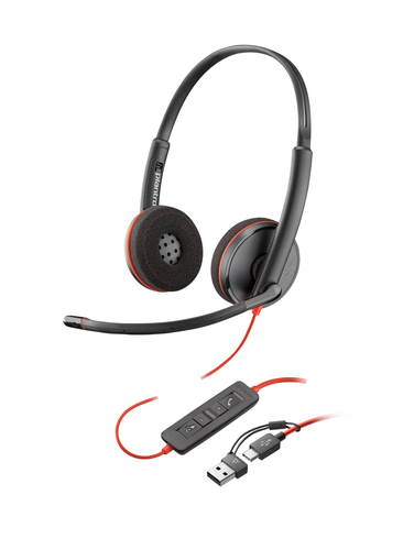 HP Poly Micro-casque monaural USB-C noir Poly Blackwire 3210 + adaptateur USB-C/A (lot)