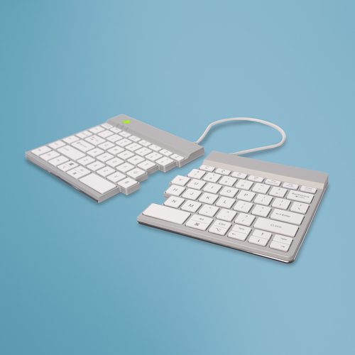 R-Go Tools Clavier ergonomique R-Go Split Break avec logiciel de pause, clavier ergonomique divisé, QWERTY (US), bluetooth, blanc
