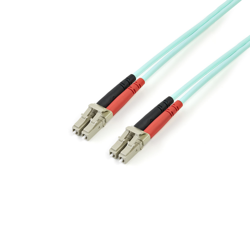StarTech.com Fiber Optic Cable - 10 Gb Aqua - Multimode Duplex 50/125 - LSZH - LC/LC - 3 m~3m (10ft) LC/UPC to LC/UPC OM3 Multimode Fiber Optic Cable, Full Duplex 50/125µm Zipcord Fiber, 100G Networks, LOMMF/VCSEL, <0.3dB Low Insertion Loss, LSZH Fiber Patch Cord