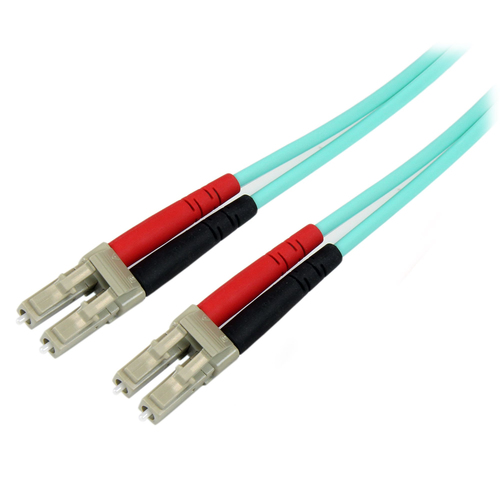 StarTech.com Fiber Optic Cable - 10 Gb Aqua - Multimode Duplex 50/125 - LSZH - LC/LC - 10 m~10m (30ft) LC/UPC to LC/UPC OM3 Multimode Fiber Optic Cable, Full Duplex 50/125µm Zipcord Fiber, 100G Networks, LOMMF/VCSEL, <0.3dB Low Insertion Loss, LSZH Fiber Patch Cord
