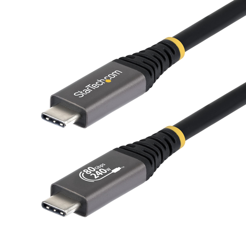 StarTech.com Câble USB4 de 1m, 80 Gbit/s, Câble USB-C Certifié USB-IF, 240 W PD, 8K 120 Hz/4K 240 Hz DP2.1 DP80, Gaine en TPE, Compatible Thunderbolt 4 - Cordon USB-C Noir