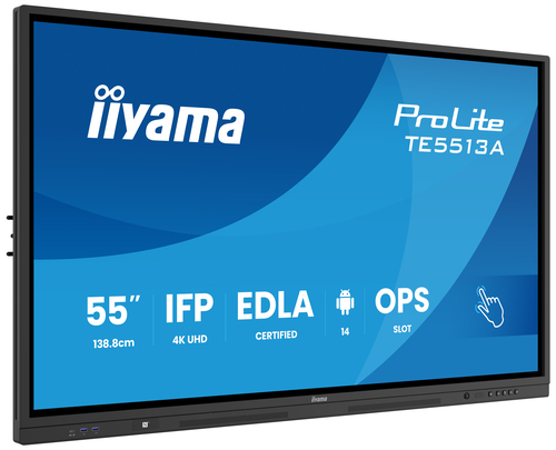 iiyama TE5513A-B1AG beeldkrant Interactief flatscreen 138,7 cm (54.6") Wifi 500 cd/m² 4K Ultra HD Zwart Touchscreen Type processor Android 18/7