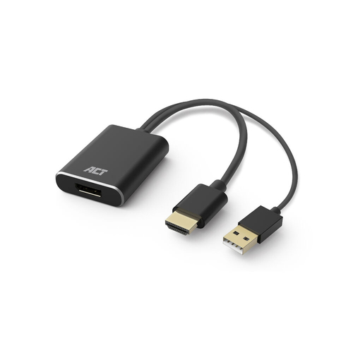 ACT AC7536 video cable adapter 0.24 m HDMI + USB DisplayPort Black