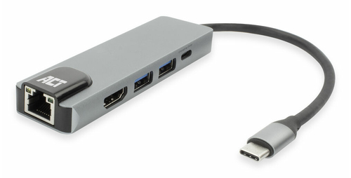 ACT USB-C 4K docking station for 1 HDMI monitor, ethernet, USB-A, PD pass-through