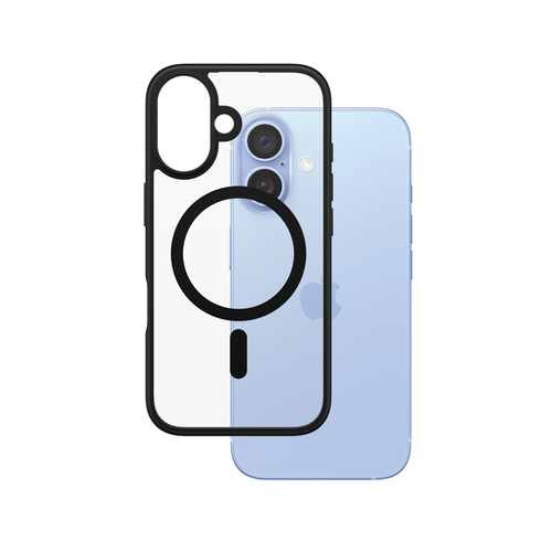 PanzerGlass ® HardCase Transparent w. Black MagSafe & Frame iPhone 16 mobiele telefoon behuizingen Hoes Zwart