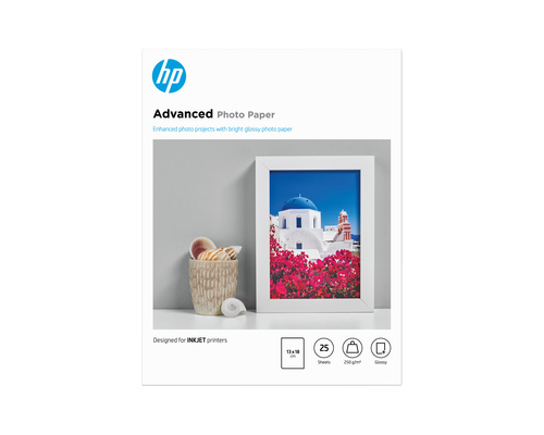 HP Advanced Photo Paper, Glossy, 250 g/m2, 13 x 18 cm (127 x 178 mm), 25 sheets