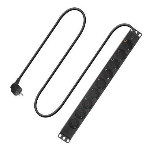 ACT Stekkerdoos PDU 19" CEE7/7 9-voudig type F, 3m H05VV-F 3G1.5