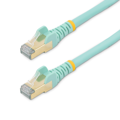 StarTech.com 3m CAT6a Ethernet Cable - 10 Gigabit Shielded Snagless RJ45 100W PoE Patch Cord - 10GbE STP Network Cable w/Strain Relief - Aqua Fluke Tested/Wiring is UL Certified/TIA