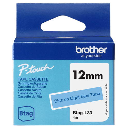 Brother BTAG-L33 ruban d'étiquette Bleu sur bleu clair